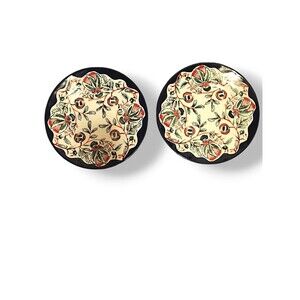 Anthropologie Selma De Flores 11” Hand Painted Cottage Core Dinner Plates EUC